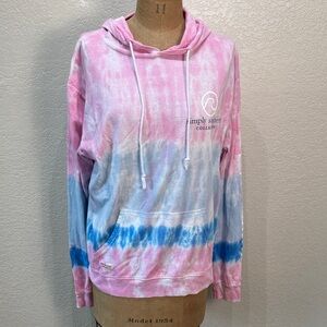 Simply Southern Women Pink Blue Tie-Dye Turtle Long Sleeve Pocket Hoodie Shirt